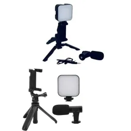 Telefon Tutucu Mikrofonlu Işıklı Youtuber Video Kayıt