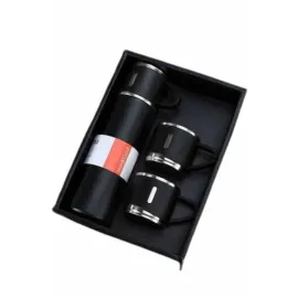 Termos Seti Paslanmaz Çelik 3 Bardaklı Vakumlu Termos Set 500 Ml 12 Saate Kadar Isı Koruma