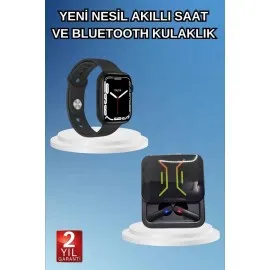 Bluetooth Bağlantılı Kablosuz Kulaklık Ve Yeni Nesil Akıllı Saat 5.0 Bluetooth