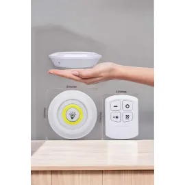 Led Lamba 3'lü Uzaktan Kumandalı Yapışkanlı Beyaz Işık