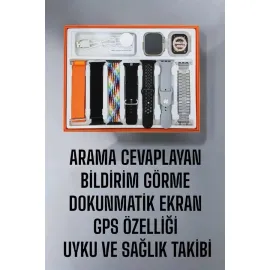 Akıllı Saat 7 Kordonlu Metal,Plastik Ve Hasır Kordon Seçeneği