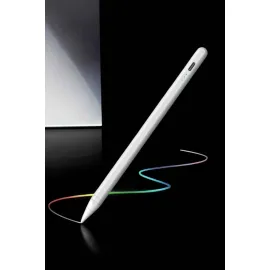 Dokunmatik Kalem Beyaz Şarjlı Yedek Uçlu Android ve İOS Uyumlu