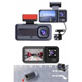 1080p Sürüş Kaydedici 2 İnç Araç Araba Ön İç Arka DVR IPS Ekran