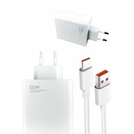 120W Şarj Aleti Hızlı Çift Turbo Şarj Aleti Seti Beyaz