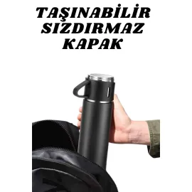 3 Bardaklı Termos Seti Anneler Gününe Özel Hediye Taşınabilir Sızdırmaz Isı Koruyucu