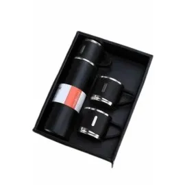 Termos Seti Paslanmaz Çelik 3 Bardaklı Vakumlu Termos Set 500 Ml 12 Saate Kadar Isı Koruma