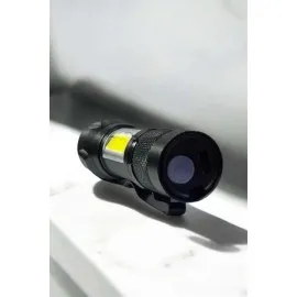 Şarjlı Metal Zoomlu El Feneri Işıldak Led Işık Taşınabilir El Lambası