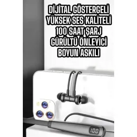 Boyun Askılı Bluetooth Kulaklık Uzun Şarj Süreli Dijital Göstergeli Kablolu