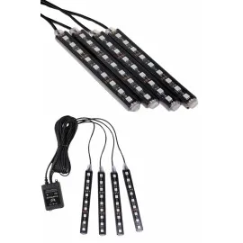 Araç İçi Ayak Altı 12'li Şerit Led Işık Uzaktan Kumandalı Rgb Işıklı Ses Ve Müziğe Duyarlı