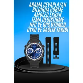 Akıllı Saat Çelik Kordonlu Amoled Ekran Android Ve İos Uyumlu Çağrı Cevaplayabilen