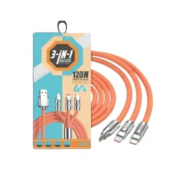 Çoklu Şarj Kablosu USB Type-C İOS Uyumlu 120W Hızlı Şarj Kablosu