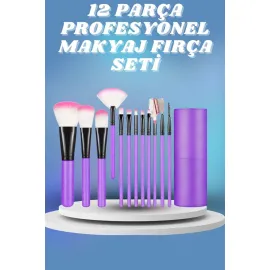 12 Parça Yumuşak Uçlu Makyaj Fırça Set-Göz ve Yüz Makyajı İçin Fırça Seti Profesyonel Makyaj Seti