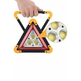 Reflektör Güneş Panelli Solarlı Şarjlı Üçgen Işıklı Trafik Reflektör Fener