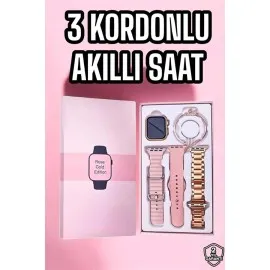 Akıllı Saat Amoled Ekran 3 Kordonlu Aksesuar Hediyeli Sesli Görüşme