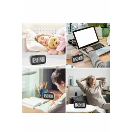 Dijital Işıklı Alarmlı Çalışma Masası Ekran Pilli Çalar Saat