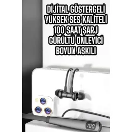 Boyun Askılı Bluetooth Kulaklık Uzun Şarj Süreli Dijital Göstergeli Kablolu