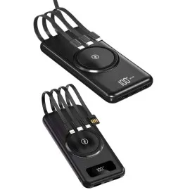 Kablosuz Çoklu Şarj Girişli 10.000 Mah Kablolu Powerbank Taşınabilir