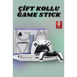 Çift Oyun Kollu 4K HD Ekran Nostaljik 20.000 Oyunlu Beyaz Game Stick