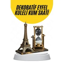 Dekoratif Eyfel Kulesi Ve Kum Saati Vintage Tarzı Masa Süsü Biblo