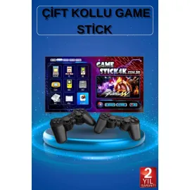 2 Kollu Kablosuz 2.4G Retro Oyunlar 4k Game Stick 3500 Oyun Atari