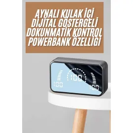 Powerbankli Bluetooth Kulaklık Yüksek Ses Aynalı Çift Dijital Gösterge Ekranı