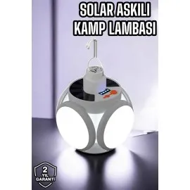 Güneş Enerjili Solar Aydınlatma Kamp Çadır Lambası Şarjlı Ampül Led Şarjlı El Feneri Işıldak