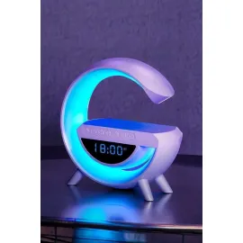 Bluetooth Hoparlör 15W Kablosuz Hızlı Şarj LED Gece Lambası