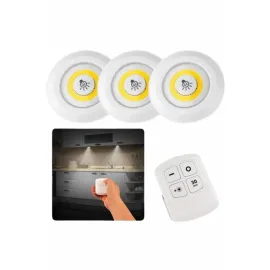 Dolap Işığı Mutfak Rafı Işığı Uzaktan Kumandalı 3 Lü Spot Led Lamba