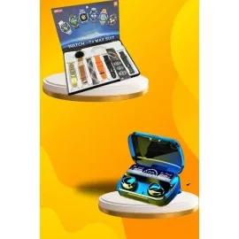 Ucuz Kaliteli Yeni Nesil 7 Kordonlu Akıllı Saat Ve Kablosuz Bluetooth Kulaklık Anc Özelliği