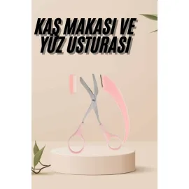 Kavisli Kaş Kirpik Düzeltici Bıyık Alma Taraklı Kaş Makası Yüz Bakım Seti Makas