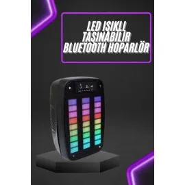 Taşınabilir 6.5 Inç Led Bluetooth Kareoke Hoparlör Rgb Işıklı Radyolu