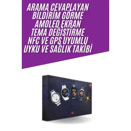 Unısex Yuvarlak Ekranlı 7 Kordonlu Akıllı Saat Gps Destekli Çoklu Kordon Seçeneği