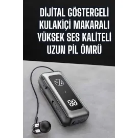 Kablolu Makaralı Bluetooth Kulaklık Uzun Pil Ömrü Dijital Göstergeli