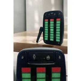Kablosuz Bluetooth Hoparlör Taşınabilir 6.5 Inç Led Işık Kareoke