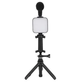 Telefon Tutucu Mini Mikrofonlu Tripod Vlog Çekim Video