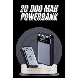 Hızlı Şarj Özellikli 20.000 Mah Dijital Göstergeli USB Girişli Android ve İOS Uyumlu Powerbank