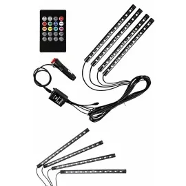 12 Ledli Rgb Işıklı Araç Içi Ayak Altı Led Oto Ampul Kumandalı 7 Renk