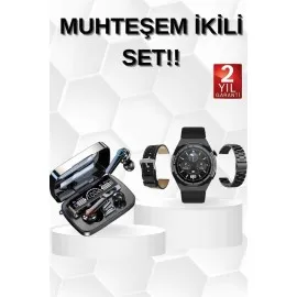 Kulak İçi Kablosuz Bluetooth Kulaklık ve NFC ve GPS Özellikli Akıllı Saat Alarm ve Titreşim