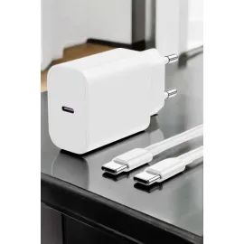 İos Uyumlu Type-C Girişli Hızlı Şarj 15/15 Pro Max Adaptör Ve Kablosu