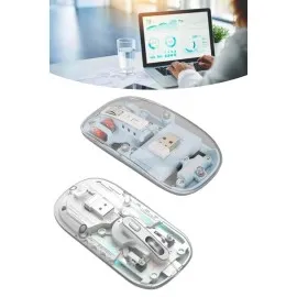 Sessiz Tıklama Çift Modlu Bluetooth Ve Alıcı Şeffaf Mouse Fare