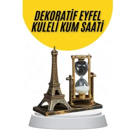 Dekoratif Eyfel Kulesi ve Kum Saati Vintage Tarzı Masa Süsü Biblo