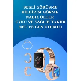 3 Kordonlu Dokunmatik Ekran Akıllı Saat ve 2.Nesil Kablosuz Bluetooth Kulaklık ANC/ENC