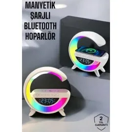 Bluetooth Hoparlör 15W Kablosuz Hızlı Şarj LED Gece Lambası