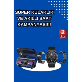 Yeni Nesil Kampanyası Bluetooth Bağlantılı Akıllı Saat Ve Kablosuz Kulaklık Dijital Göstergeli