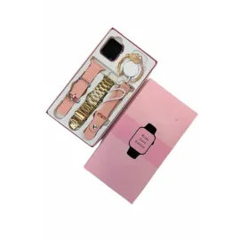 Akıllı Saat 3 Kordonlu Ve Aksesuarlı Bayanlar Için Şık Rose renk