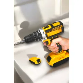 Metal Dişli 24W Akülü Matkap -Çift Bataryalı ve LED Çalışma Işığı ile Tam Set