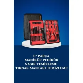 17 Parça Manikür Seti Taşınabilir Özel Çantalı El Ve Ayak Bakımı Tırnak Batığı Temizleme