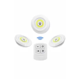 Dolap Işığı Mutfak Rafı Işığı Uzaktan Kumandalı 3 Lü Spot Led Lamba