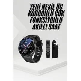Amoled Ekran Metal Deri Silikon Kordonlu Uyku Ve Sağlık Takibi
