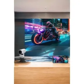 Akıllı Projeksiyon Powerbankli Taşınabilir Sinema Projektörü 4K Hd Kaliteli